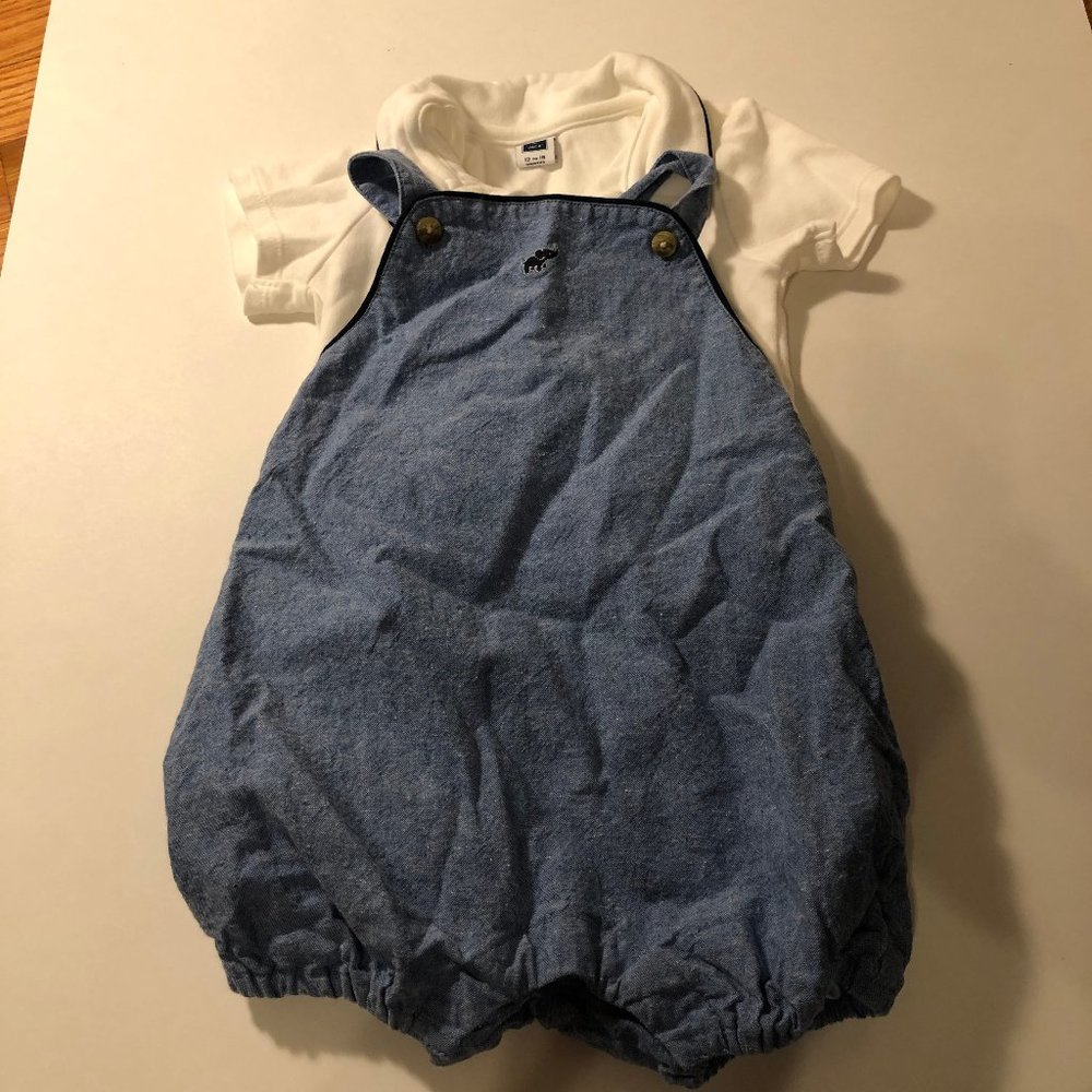 Janie and Jack Chambray Romper Set 12-18Months